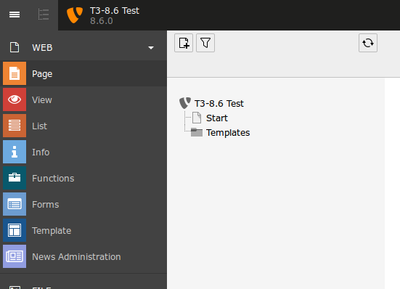 Screenshot TYPO3 8.6 Backend